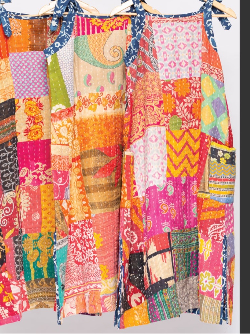 Reversible KANTHA cotton Vibrant Patchwork Sundress- Multicolor - Picture 3 of 10